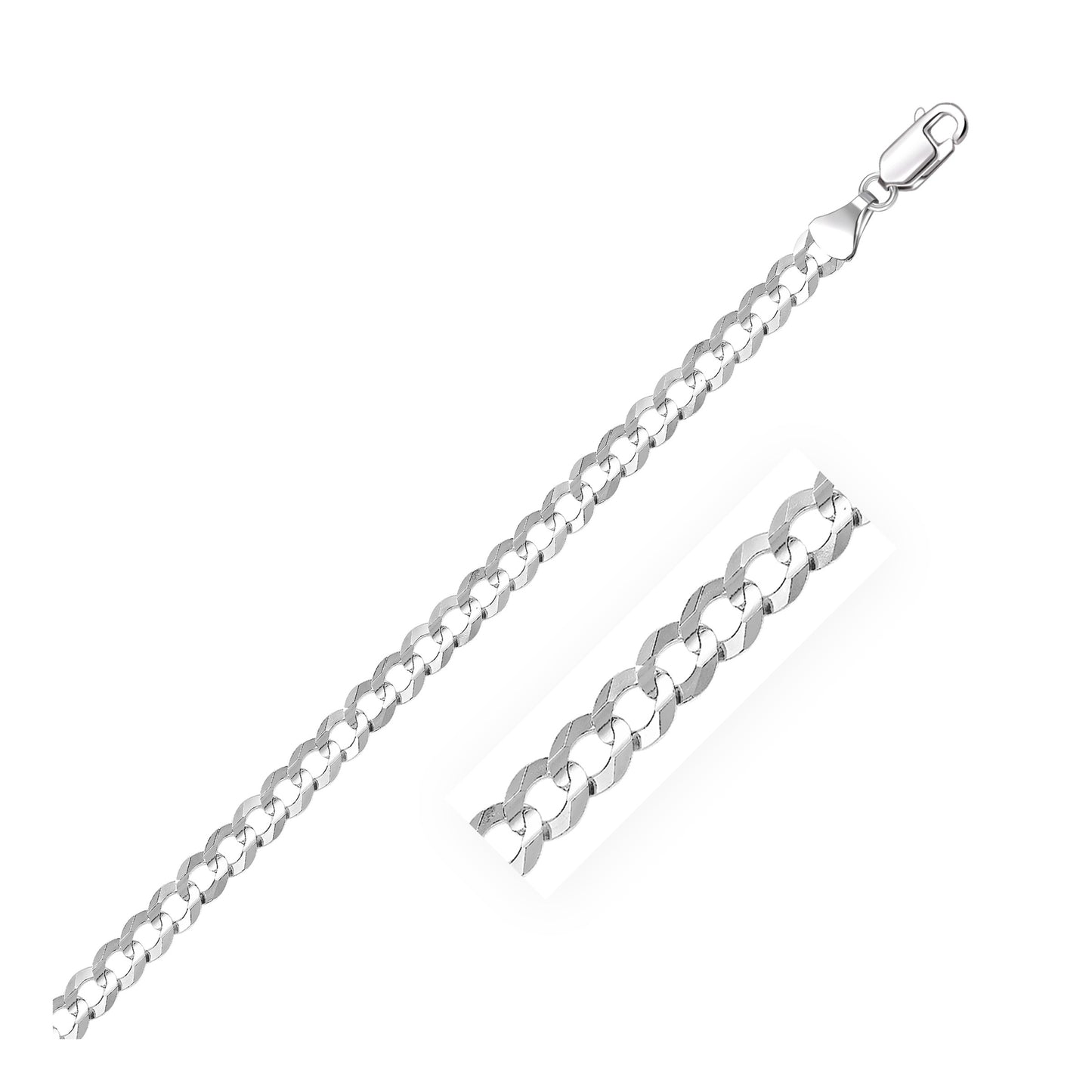 14k White Gold Solid Curb Chain (4.70 mm)