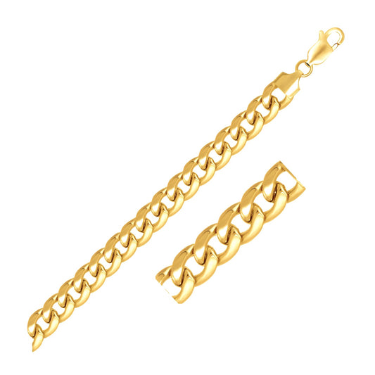 14k Yellow Gold Miami Cuban Semi Solid Bracelet (8.00 mm)