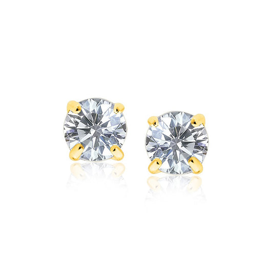 14k Yellow Gold 8mm Round CZ Stud Earrings