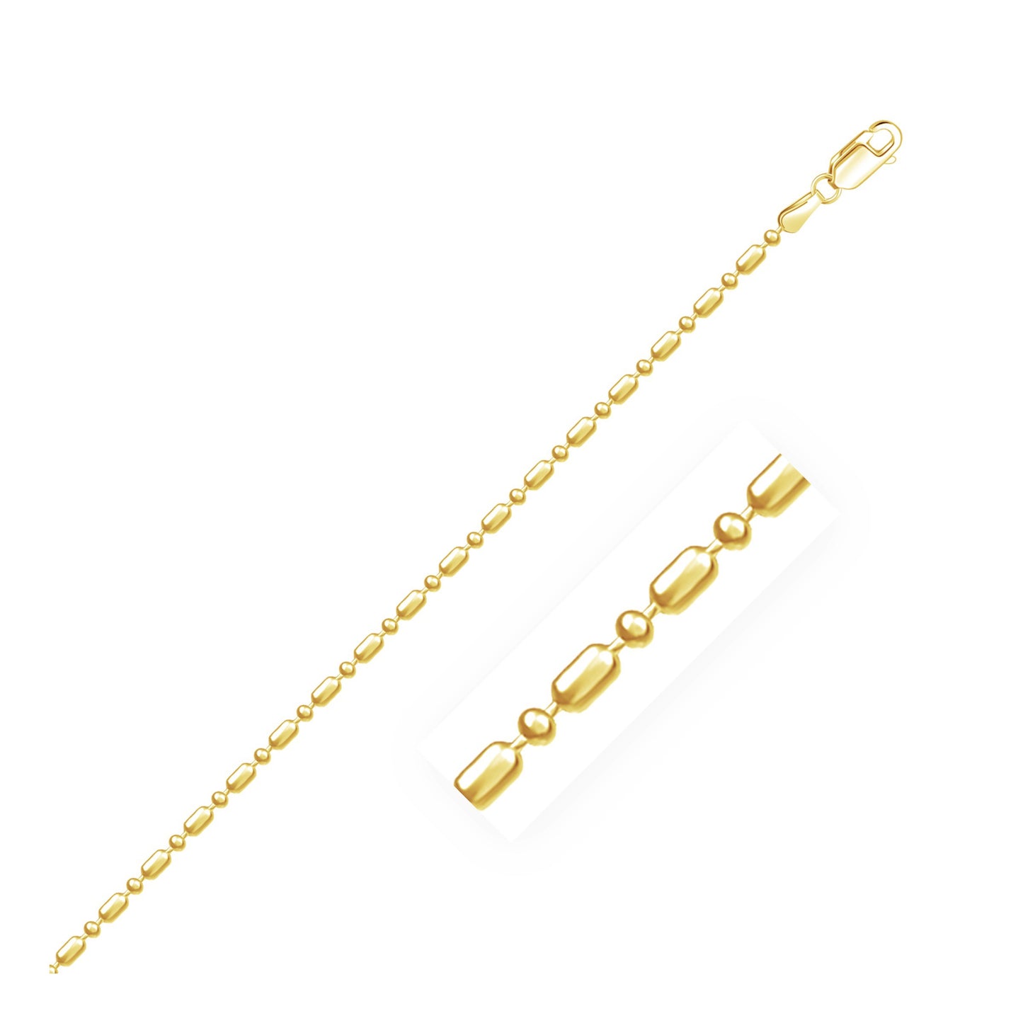 14k Yellow Gold Diamond-Cut Alternating Bead Chain 1.3mm