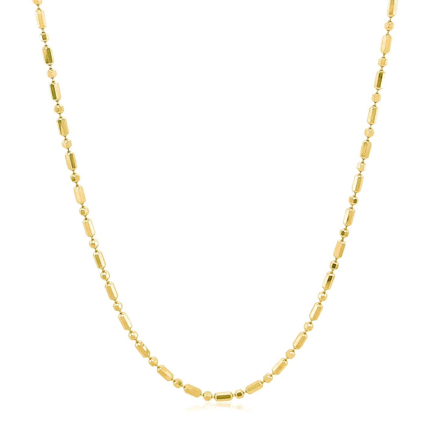 14k Yellow Gold Diamond-Cut Alternating Bead Chain 1.3mm