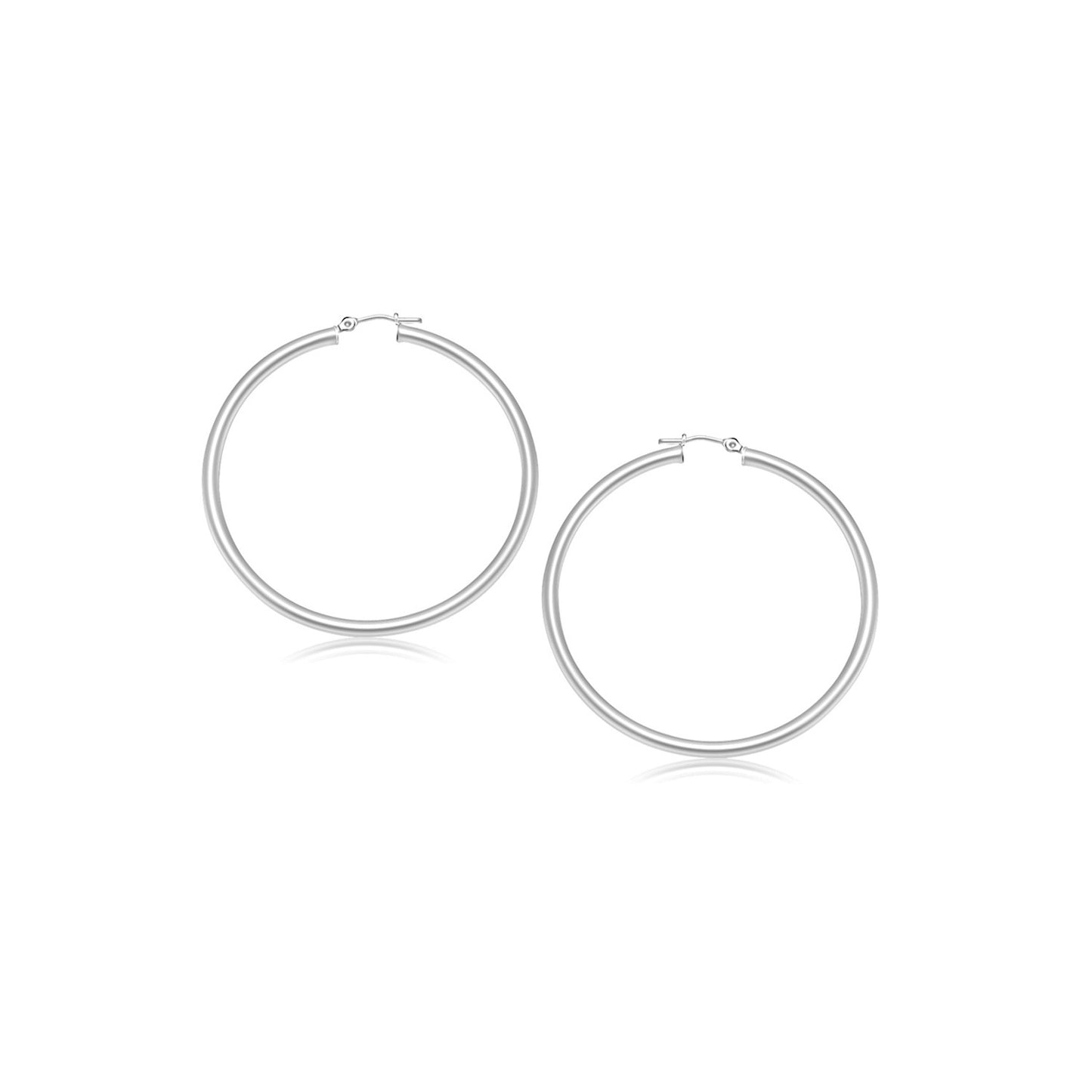 14k White Gold Polished Hoop Earrings (20 mm)