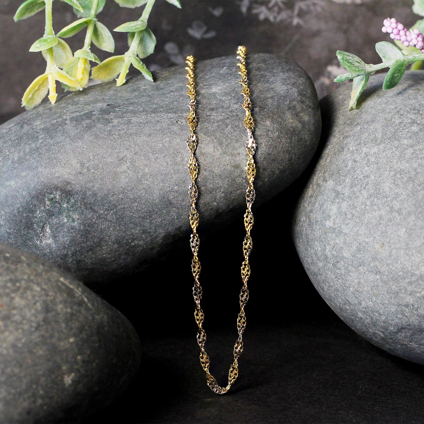 2.0mm 14k Two-Tone Gold Singapore Chain