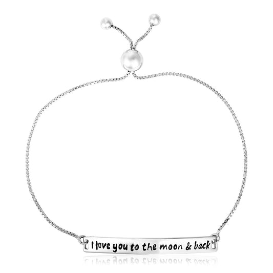 Sterling Silver Adjustable 'To the Moon and Back' Bracelet