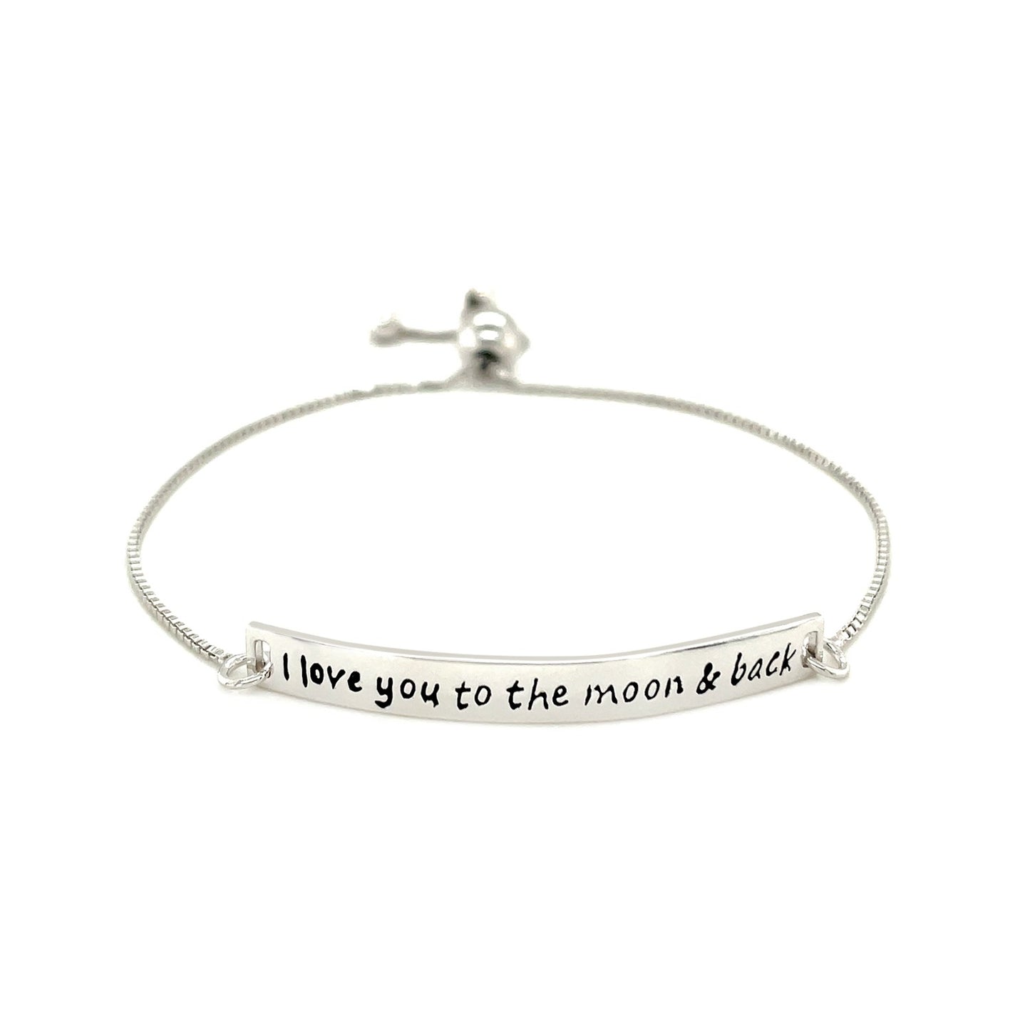 Sterling Silver Adjustable 'To the Moon and Back' Bracelet