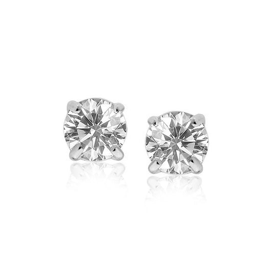 14k White Gold 8mm Round CZ Stud Earrings