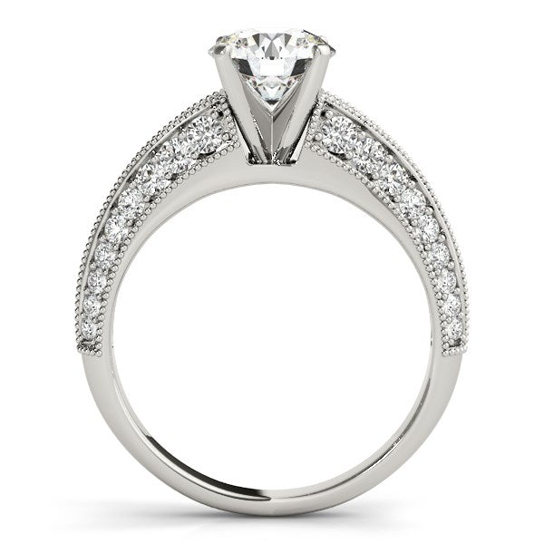 14k White Gold Pronged Round Antique Diamond Engagement Ring (1 1/2 cttw)